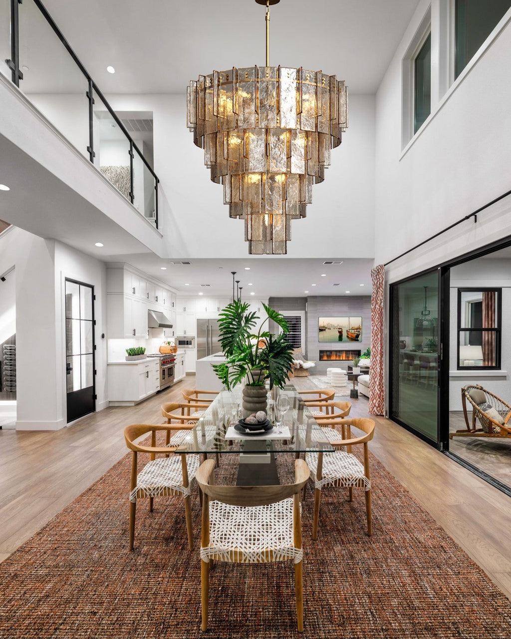 HATTICE SMOKE GLASS TIERED CHANDELIER 47"