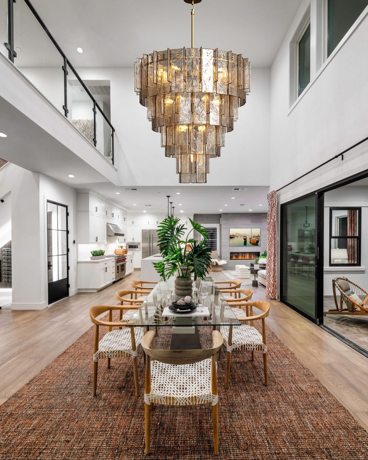 HATTICE SMOKE GLASS TIERED CHANDELIER 47"