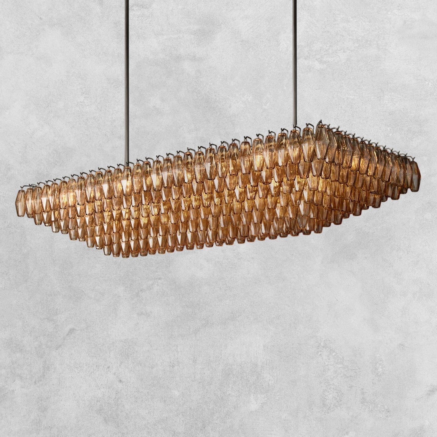 Kiaris Glass Tiered Rectangular Chandelier 54'' 74''