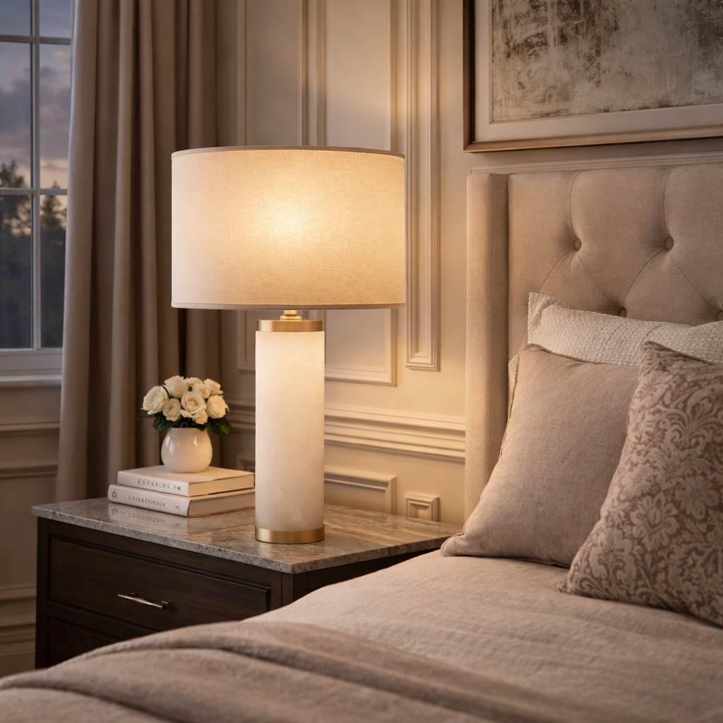 Cylindricale Column Alabaster Table Lamp
