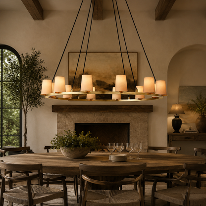 Parenlace Fabric Shade Round Chandelier