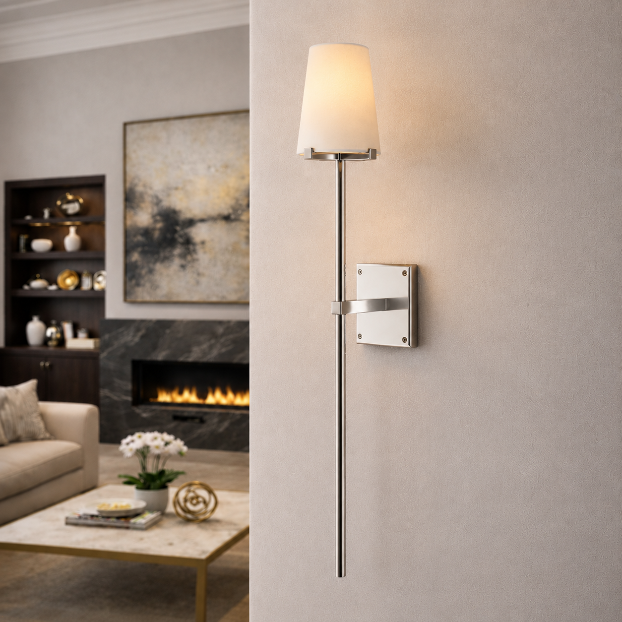 Parenlace Fabric Shade Torch Sconce