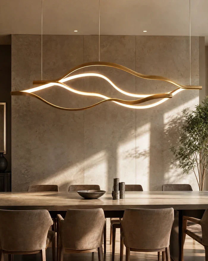 Modern Simple Brass Waving Chandelier