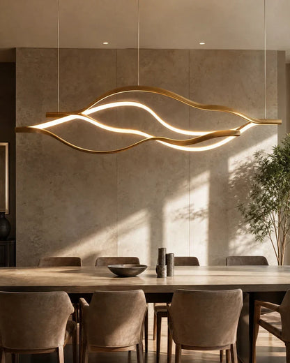 Modern Simple Brass Waving Chandelier