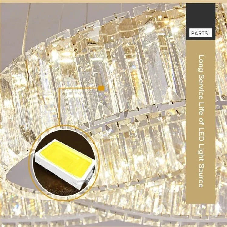 6 Tier Crystal Ring Chandelier for High Ceiling