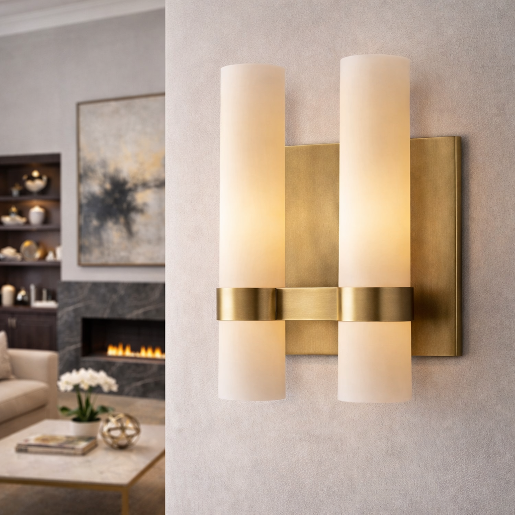 Racerret Milk Glass Double Sconce