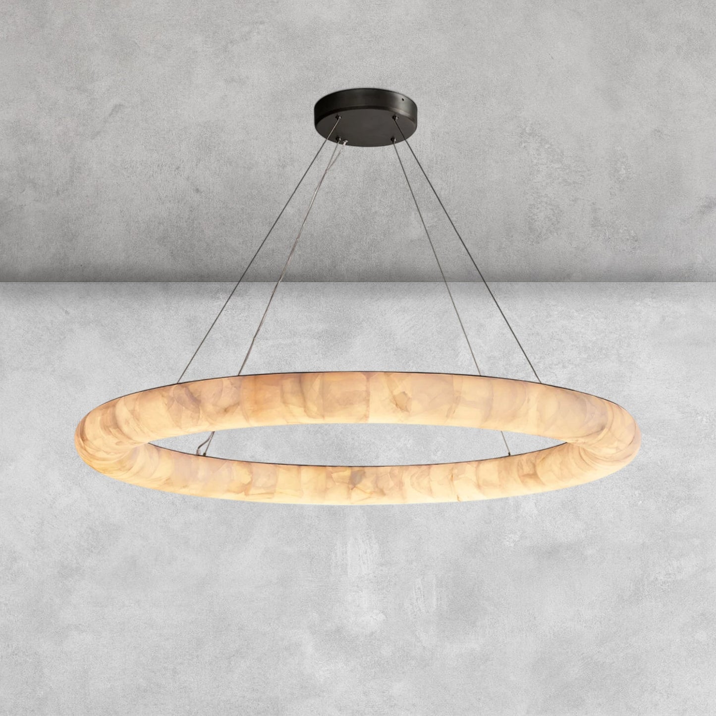 Riora Lisse Alabaster Round Chandelier 31" 41" 61"D