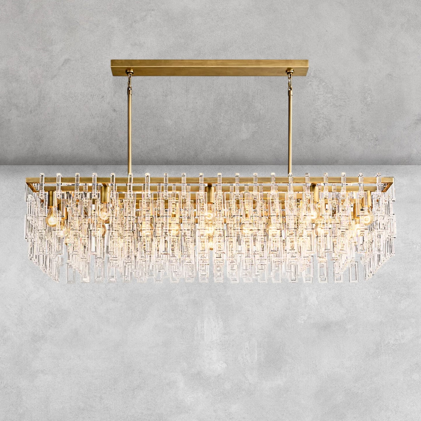 Aurelia K9 Crystal Modern Rectangular Chandelier 60"