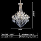 Extra Large French Candle Crystal Branch Chandelier for Foyer and Staircase