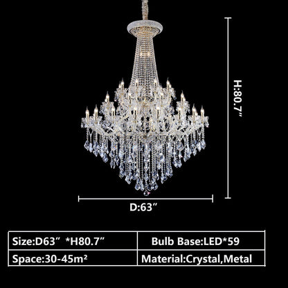 Extra Large French Candle Crystal Branch Chandelier for Foyer and Staircase