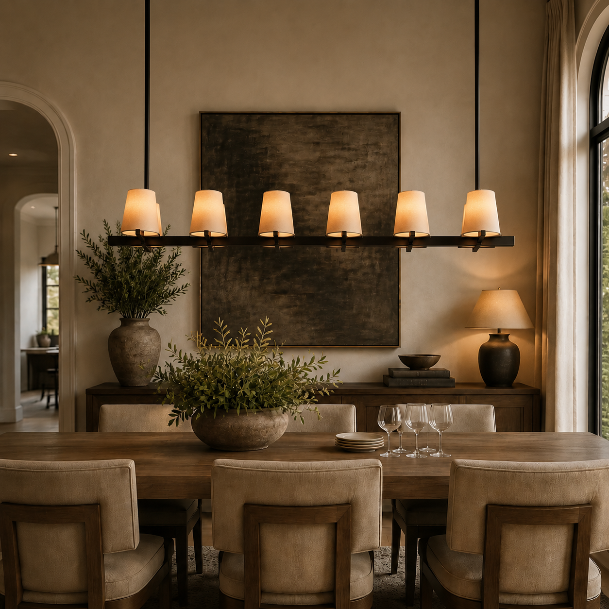 Parenlace Fabric Shade Linear Chandelier