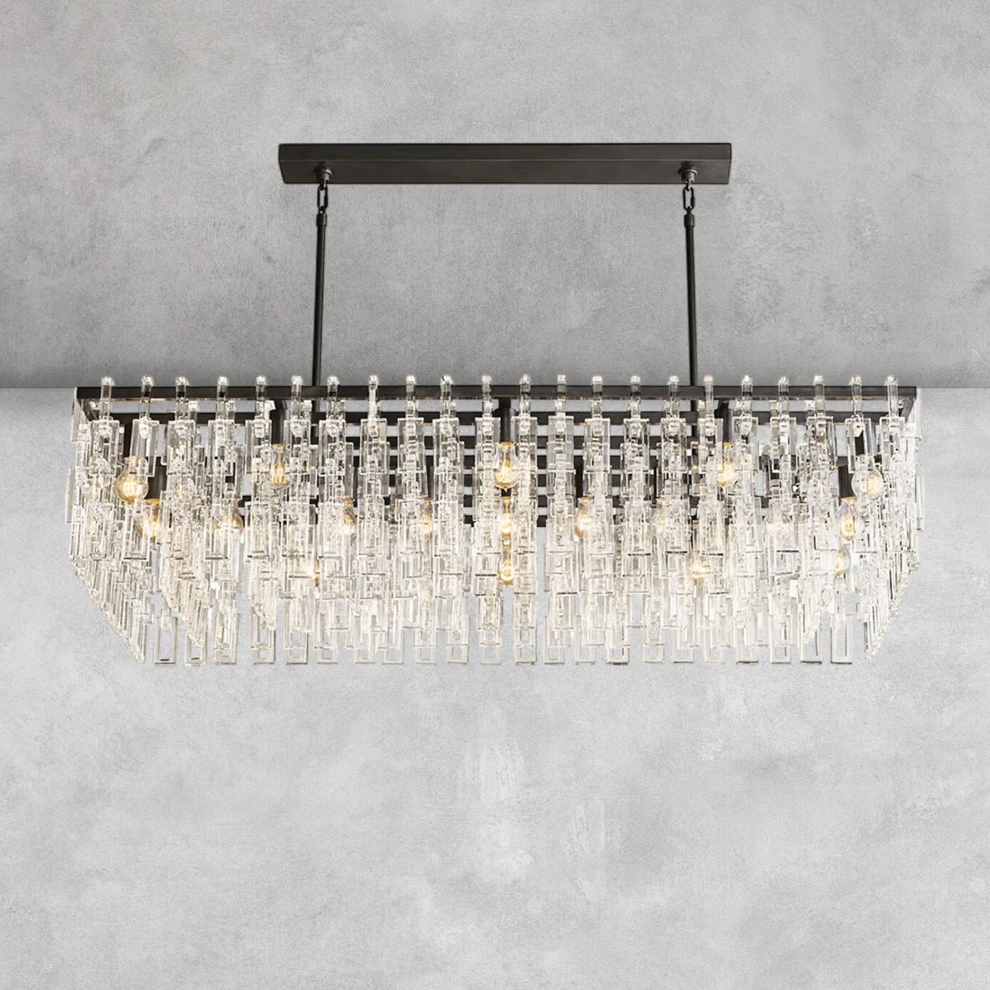 Aurelia K9 Crystal Modern Rectangular Chandelier 60"