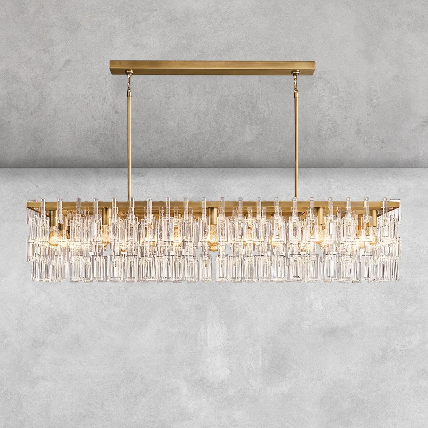 Aurelia K9 Crystal Modern Rectangular Chandelier 60"