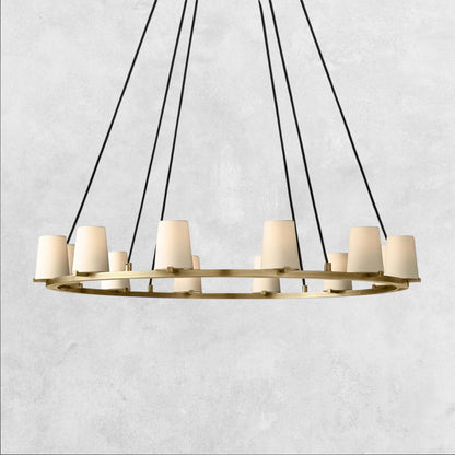 Pauilla Fabric Shade Round Chandelier 36" 48" 60″