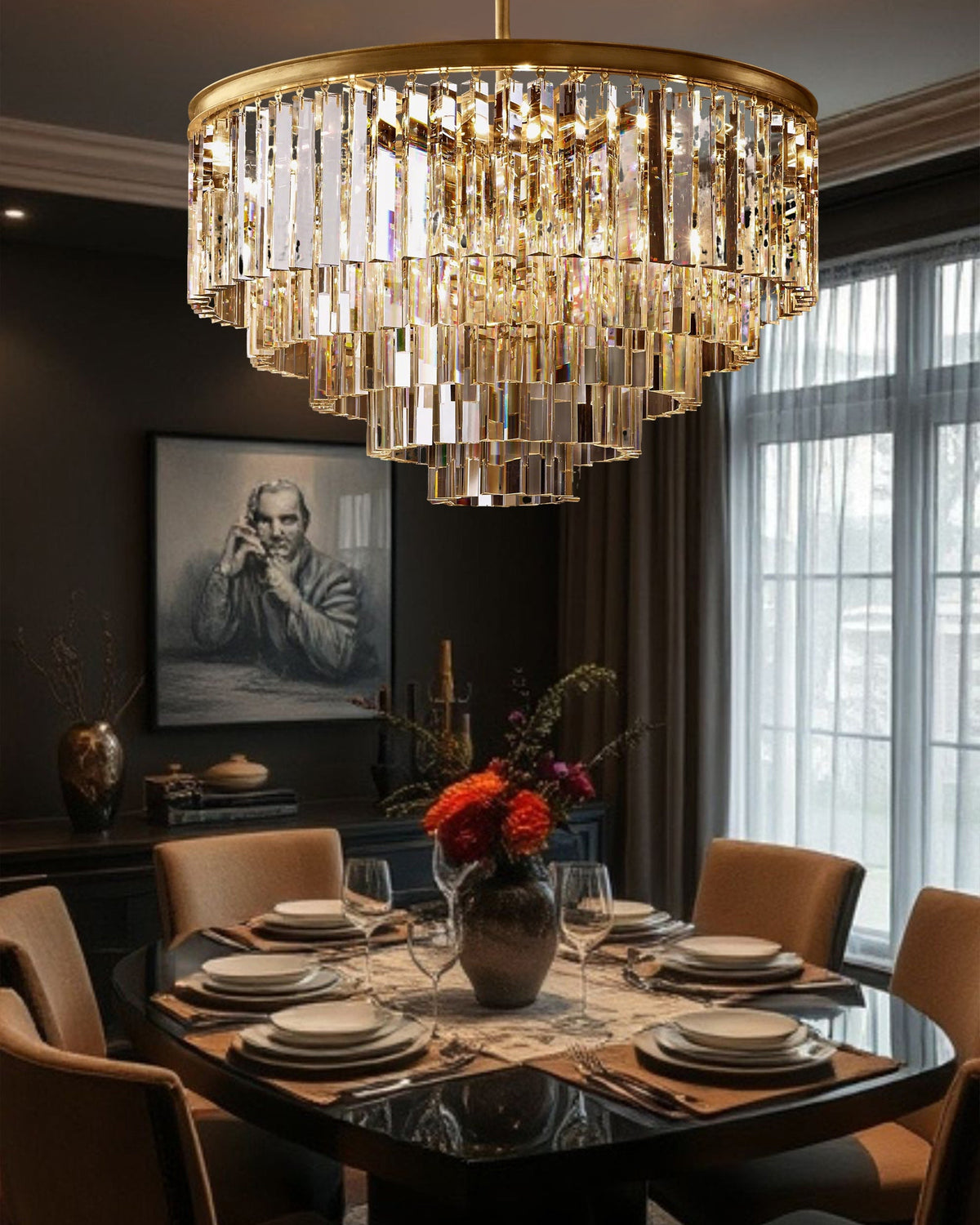 1920s Diomond Round Chandelier