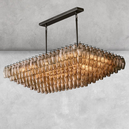Kiaris Glass Tiered Rectangular Chandelier 54'' 74''