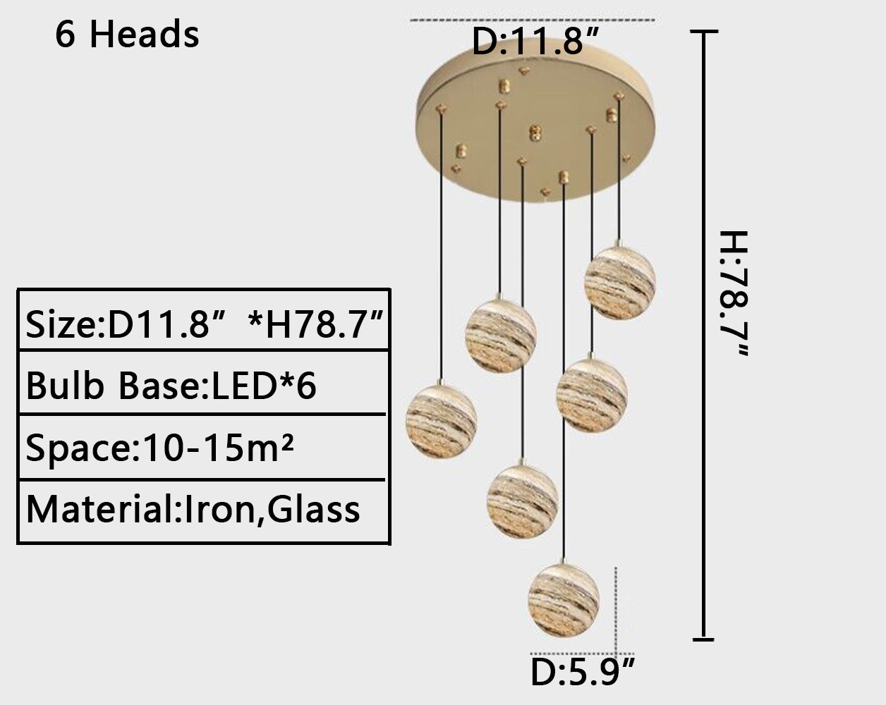 Nordic Planet Creative Long Ball Pendant Chandelier Staircase Foyer