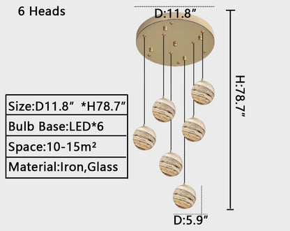 Nordic Planet Creative Long Ball Pendant Chandelier Staircase Foyer