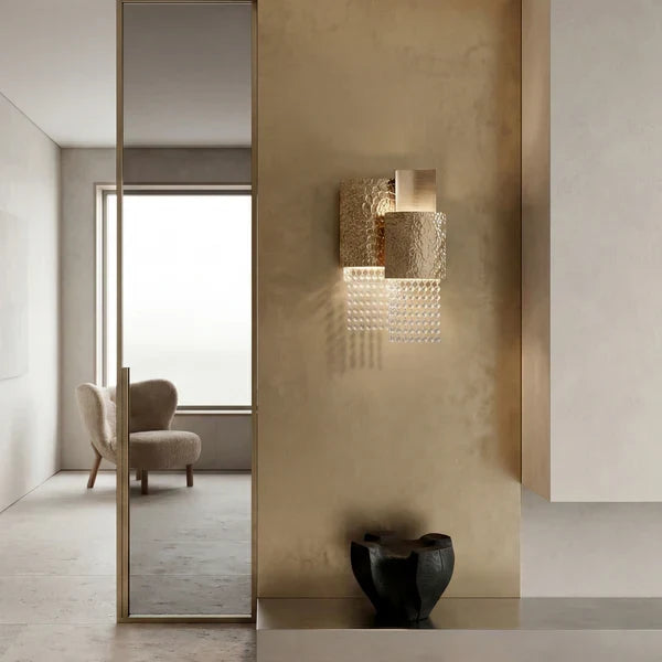Amadeo Square Brass Crystal Sconce