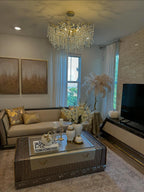 Modern Round/Rectangular Floral Crystal Chandelier for Low-ceiling