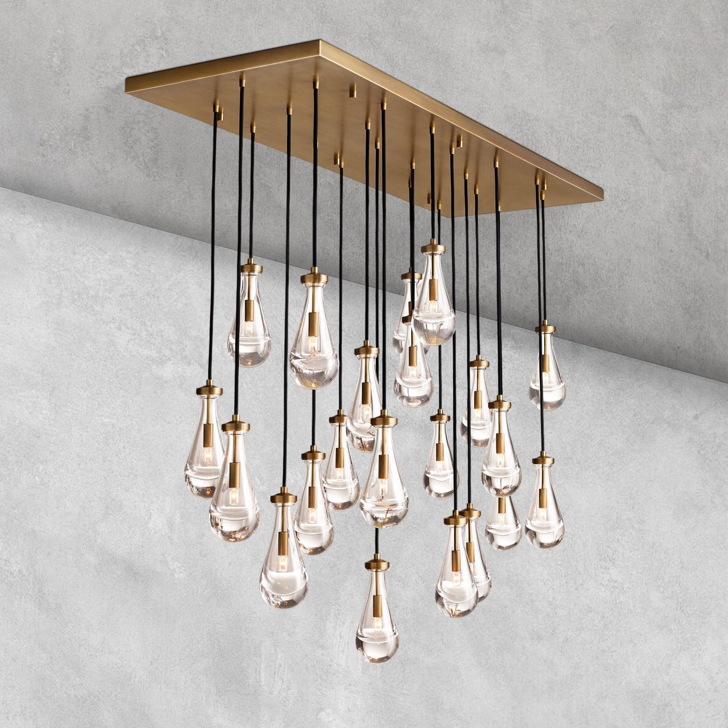 Raindrop Glass Linear Chandelier 54'' 72''
