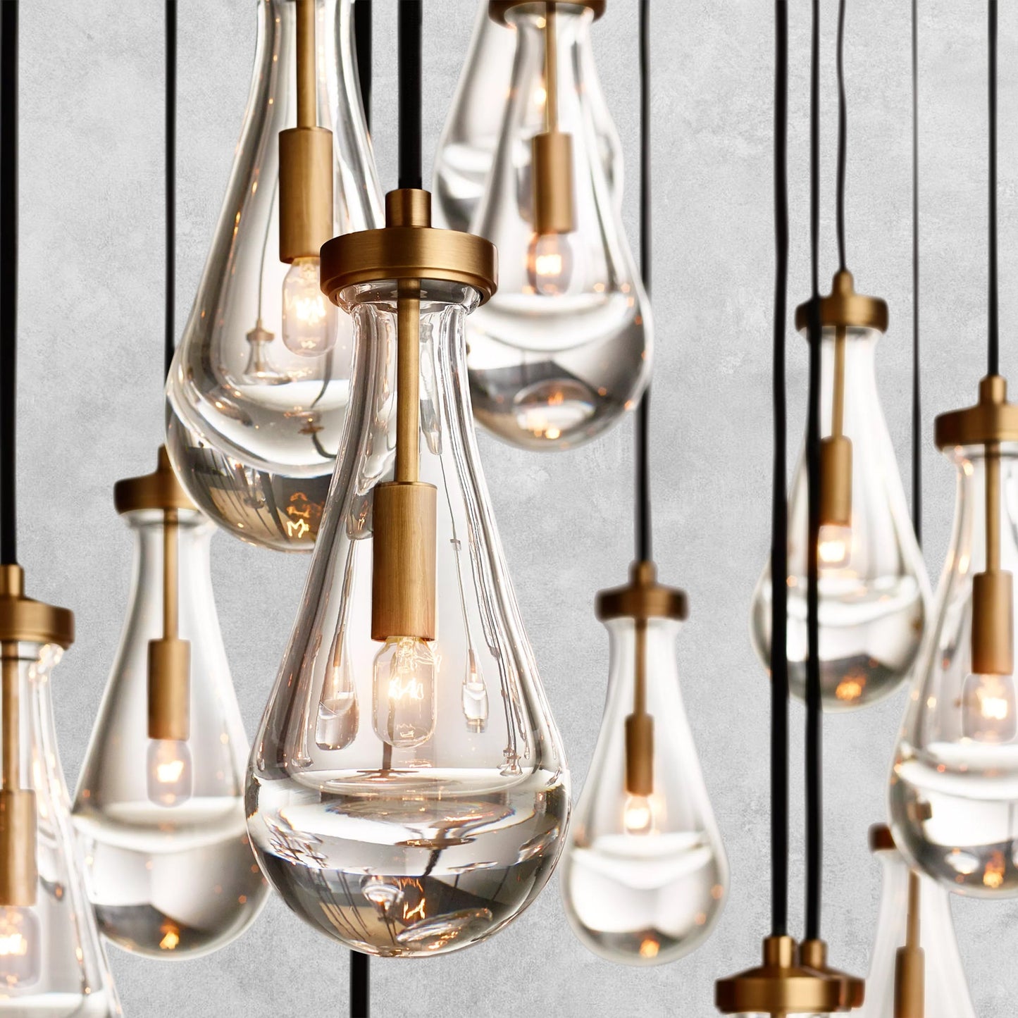 Raindrop Glass Linear Chandelier 54'' 72''