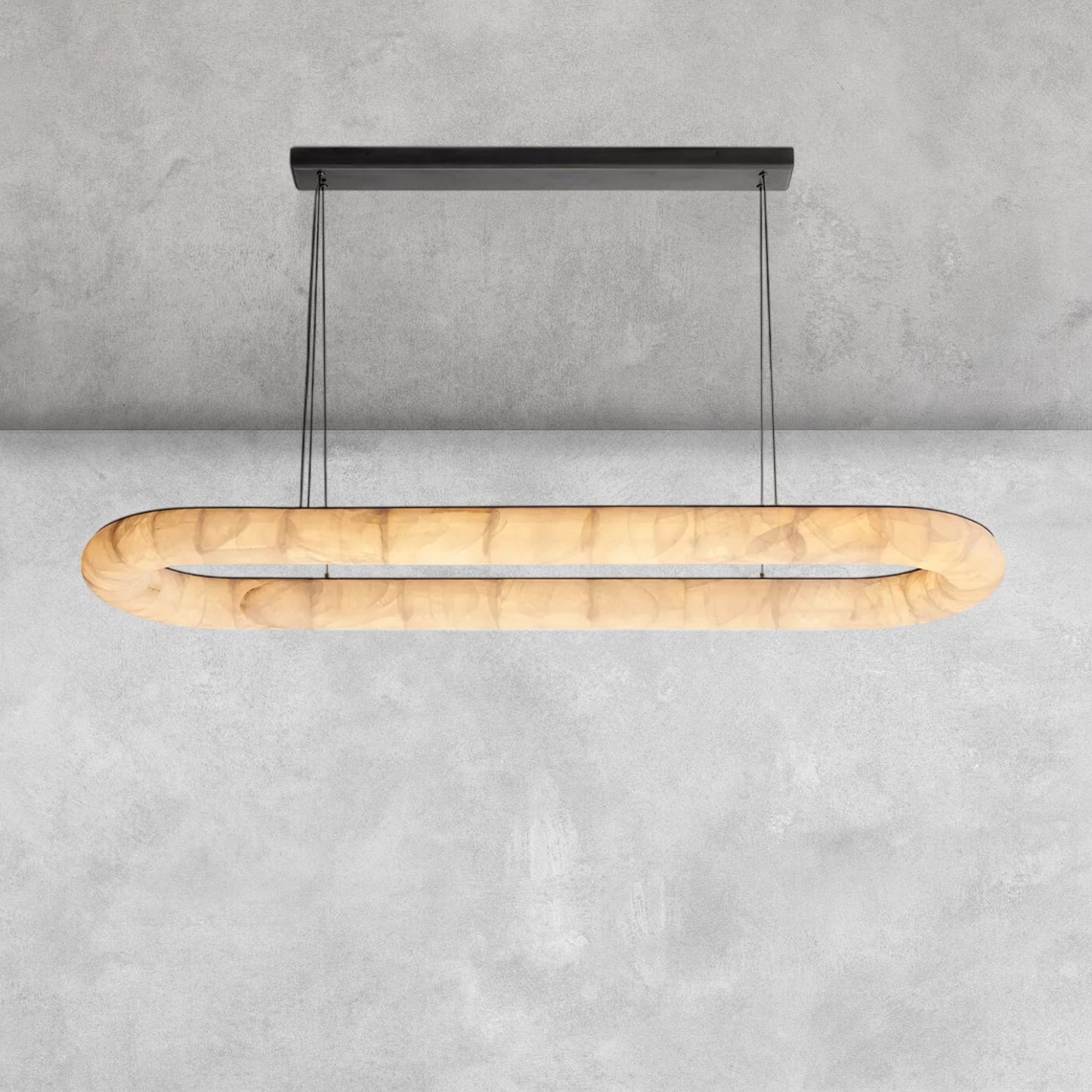Riora Lisse Alabaster Oval Chandelier 57" 74"
