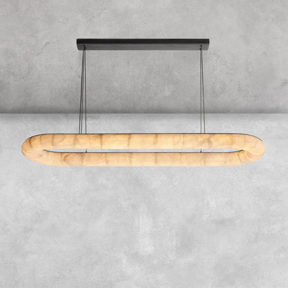 Riora Lisse Alabaster Oval Chandelier 57" 74"
