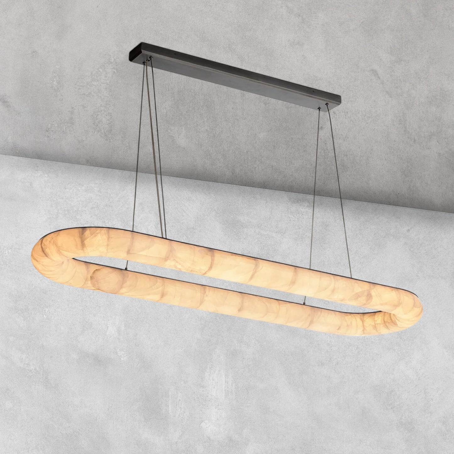 Riora Lisse Alabaster Oval Chandelier 57" 74"