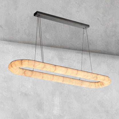 Riora Lisse Alabaster Oval Chandelier 57" 74"