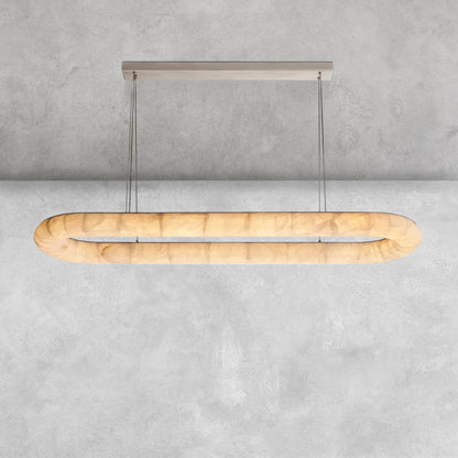 Riora Lisse Alabaster Oval Chandelier 57" 74"