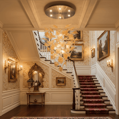 Multicolor Crystal Spiral Maple Leaf Chandelier