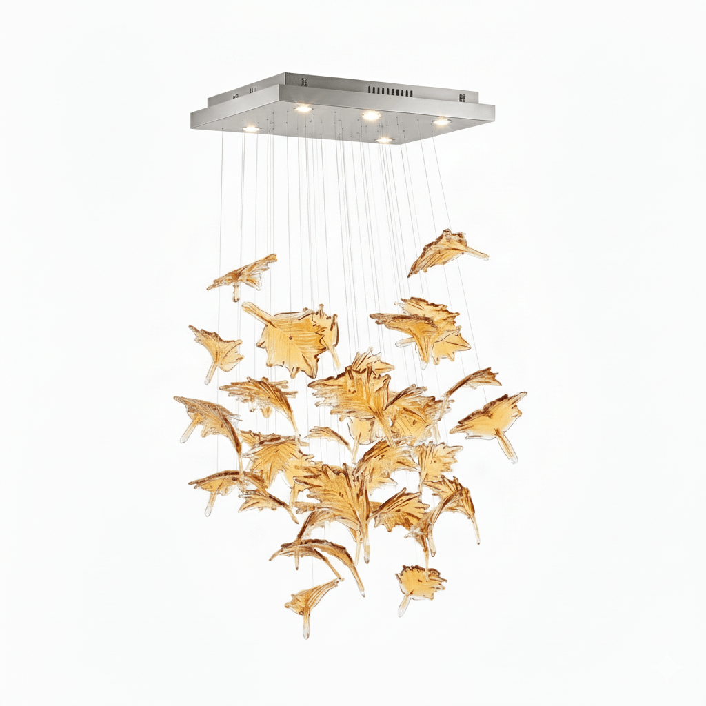Multicolor Crystal Spiral Maple Leaf Chandelier