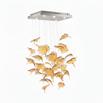 Multicolor Crystal Spiral Maple Leaf Chandelier