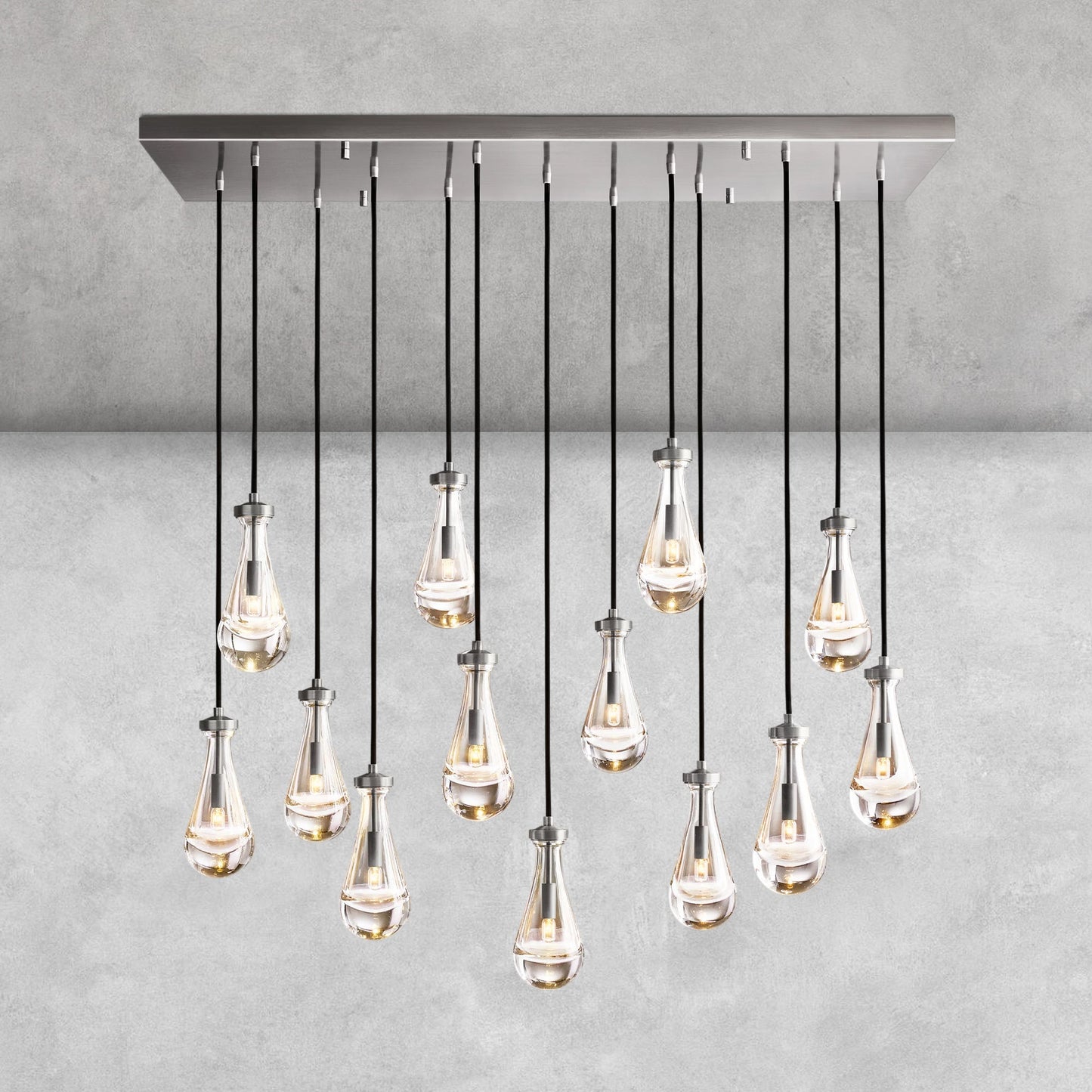 Raindrop Glass Linear Chandelier 54'' 72''