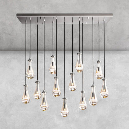 Raindrop Glass Linear Chandelier 54'' 72''