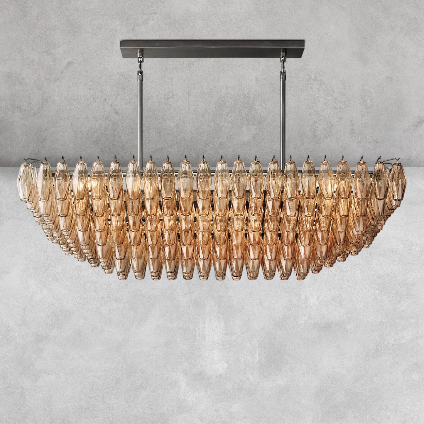 Kiaris Glass Tiered Rectangular Chandelier 54'' 74''