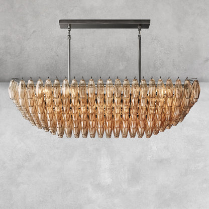 Kiaris Glass Tiered Rectangular Chandelier 54'' 74''