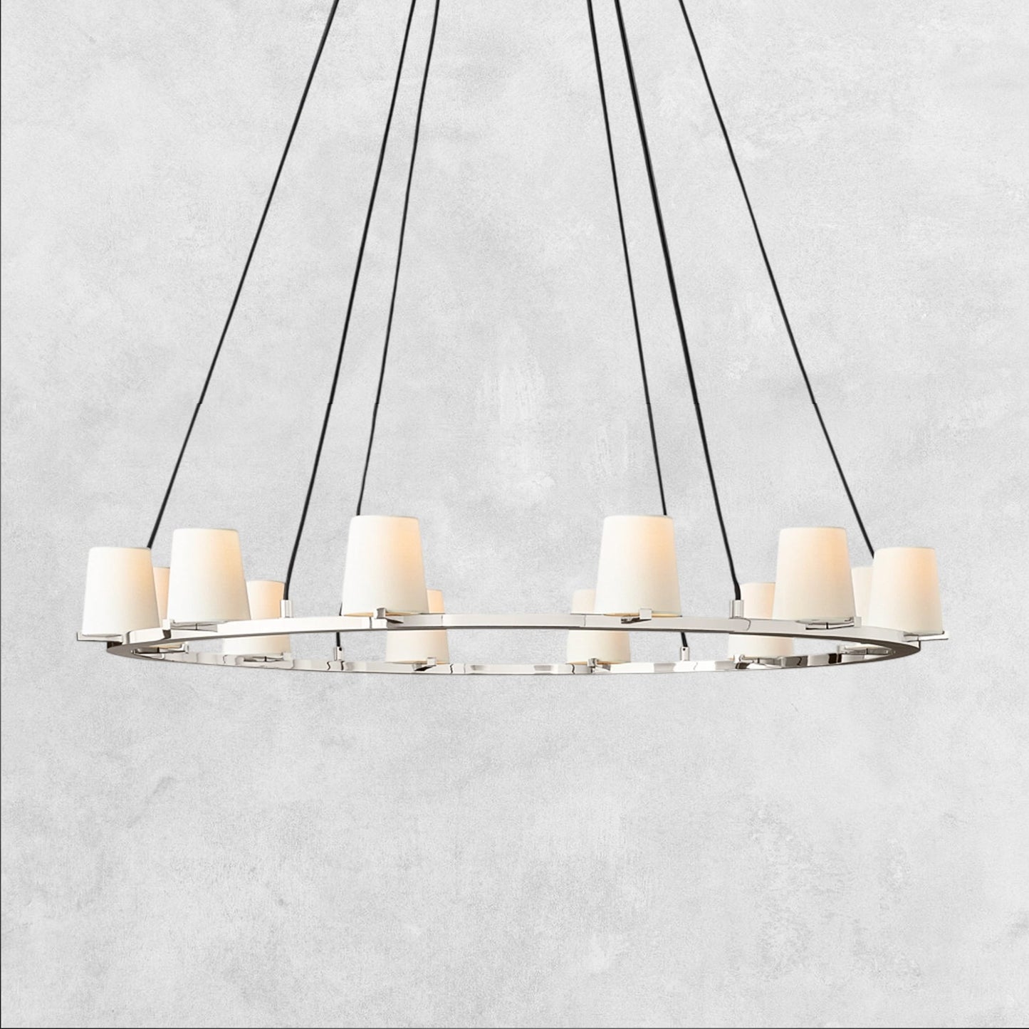 Pauilla Fabric Shade Round Chandelier 36" 48" 60″