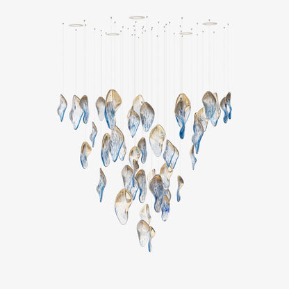 Galaxy Ocean Drift Blown Glass Crystal Spiral Chandelier
