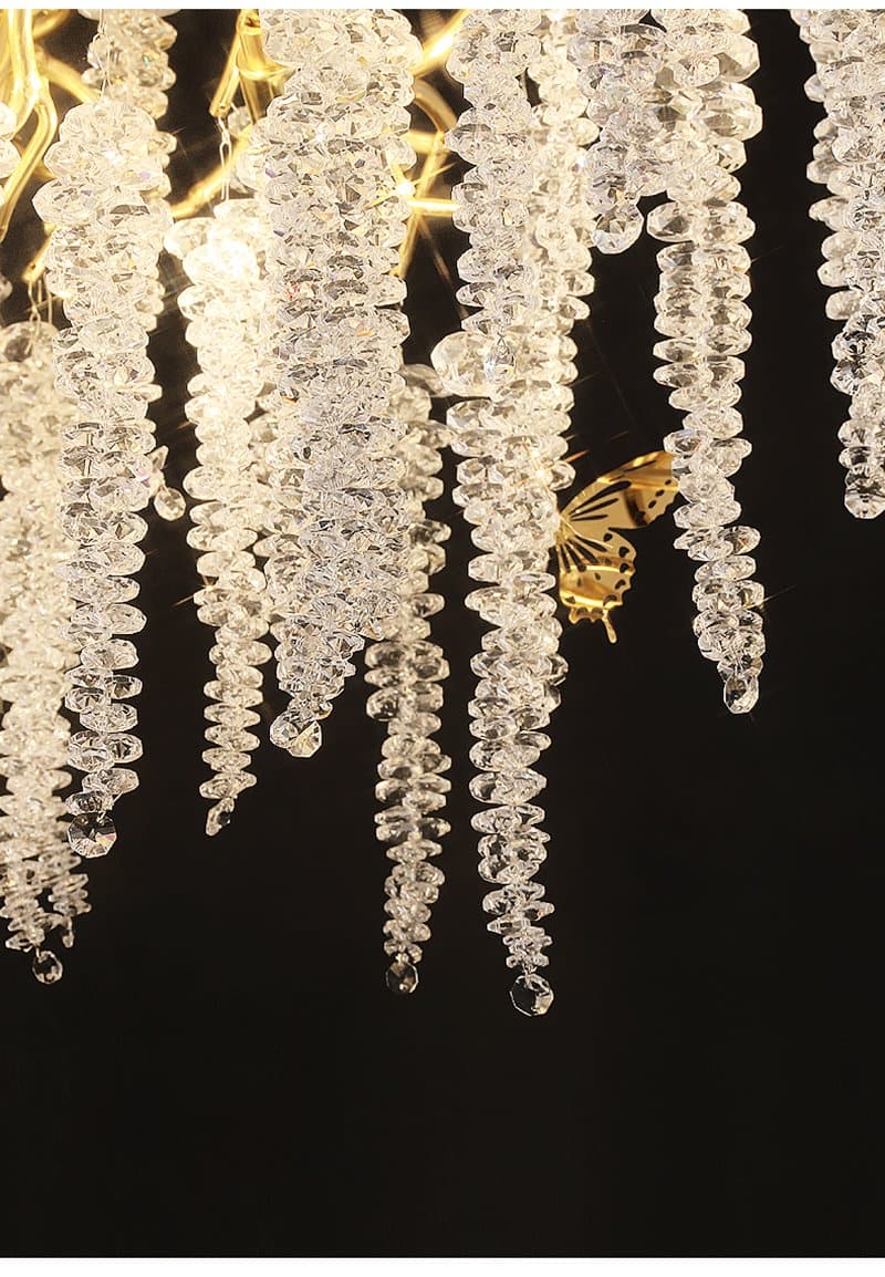 TLL Branch Luxury Long Snowflake Crystal Chandelier