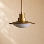 Argent Brass Finish Iron Pendant Light with Opal Glass Dome