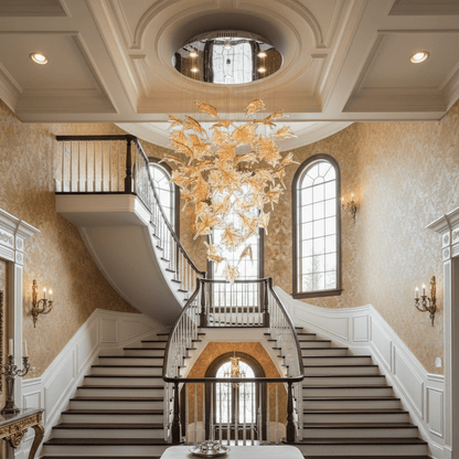 Multicolor Crystal Spiral Maple Leaf Chandelier