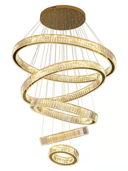 Modern Front Entryway Chandelier 5/6/7 Rings Crystal Gold/ Chrome Finish Ceiling Lamp