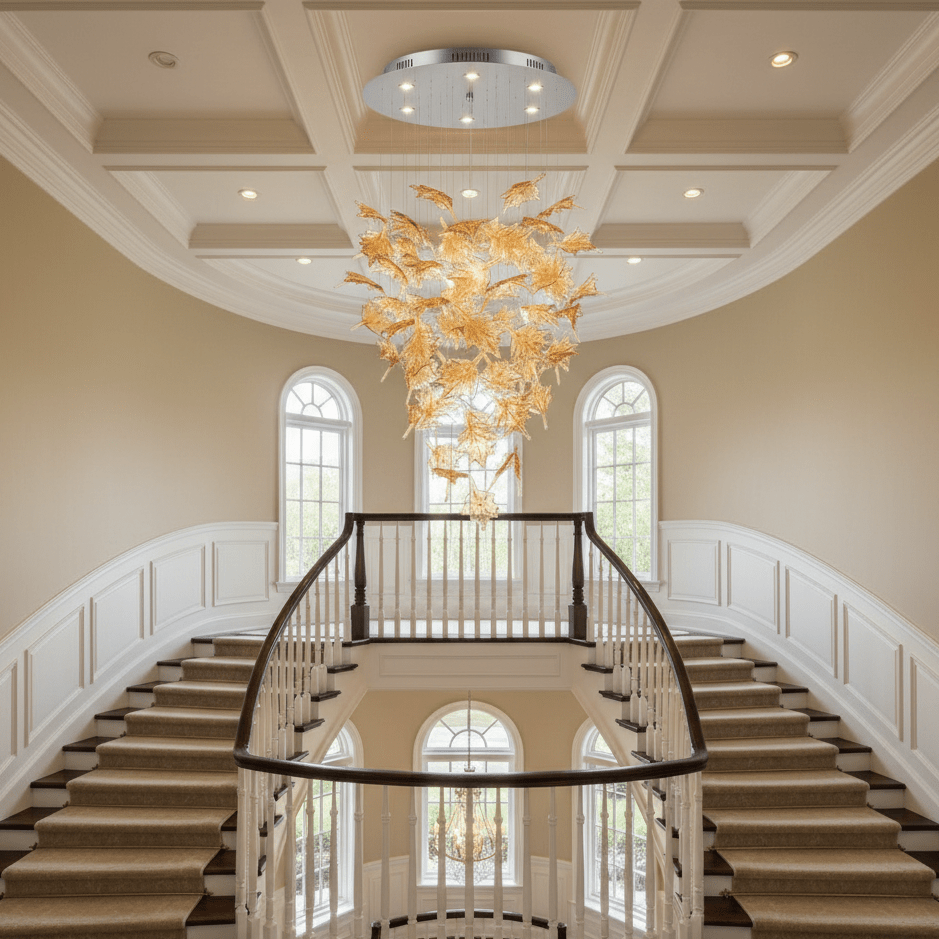 Multicolor Crystal Spiral Maple Leaf Chandelier