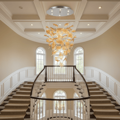 Multicolor Crystal Spiral Maple Leaf Chandelier