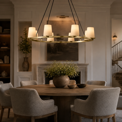 Parenlace Fabric Shade Round Chandelier