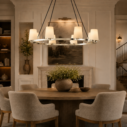 Parenlace Fabric Shade Round Chandelier