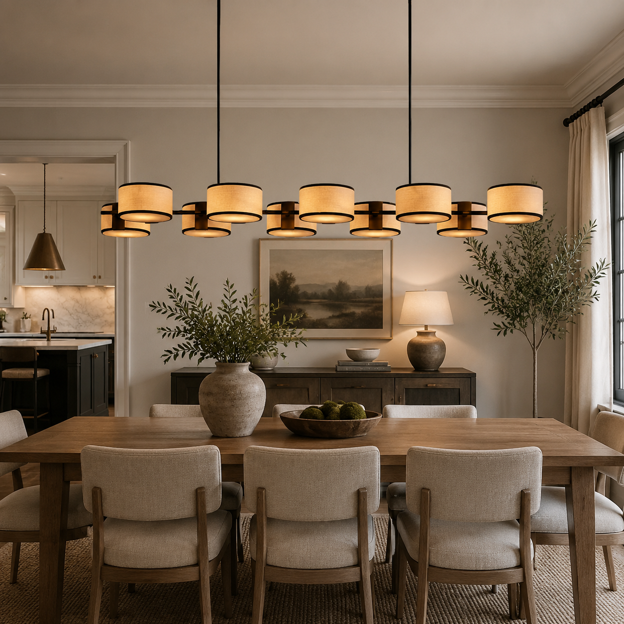 Daphne Fabric Linear Chandelier
