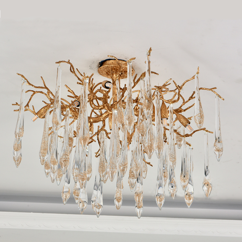 Agnes Brass Branch Crystal Ceiling Light